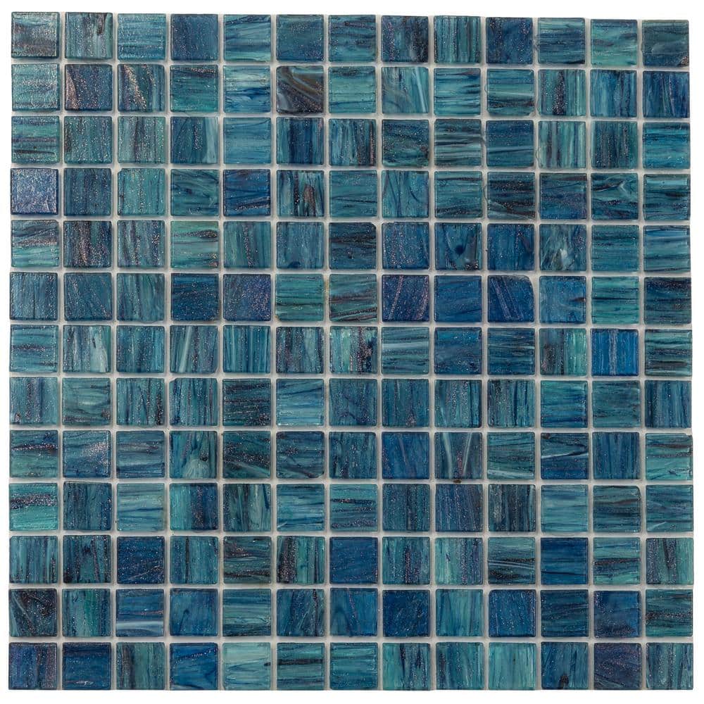 Celestial Sea Blue Glossy Glass Mosaic Wall and Floor Tile