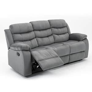 36.2 in wide Gray Standard Recliner Chair Polyester 3-Seats Reclining Sofa