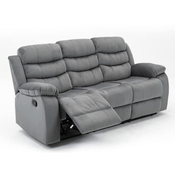 Pinksvdas 76 in. Slope Arm 3-Seater Reclining Sofa in Gray