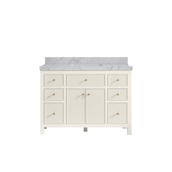 Willow Collections Sonoma 48 in. Single Sink Freestanding Alabaster Bath Vanity with Venatino Quartz Top Unassembled