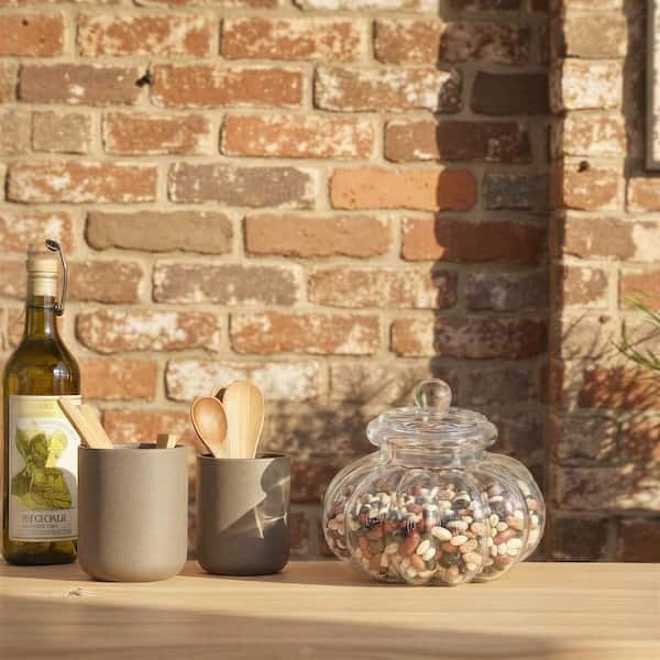 1-Piece Large Ribbed Glass Kitchen Canisters and Jars with Lid