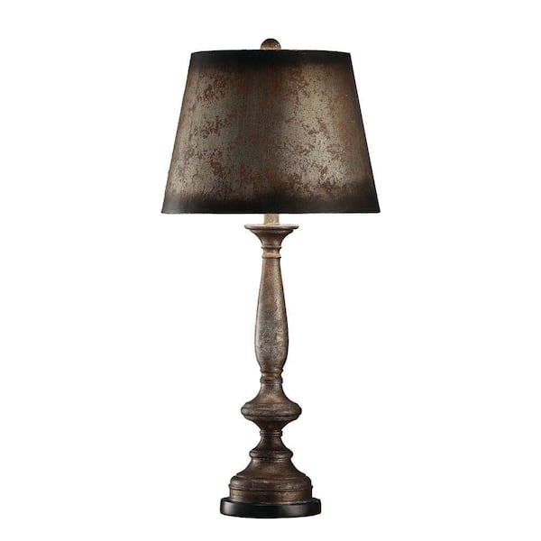 Absolute Decor 34.5 in. Silver Leaf Painted Table Lamp