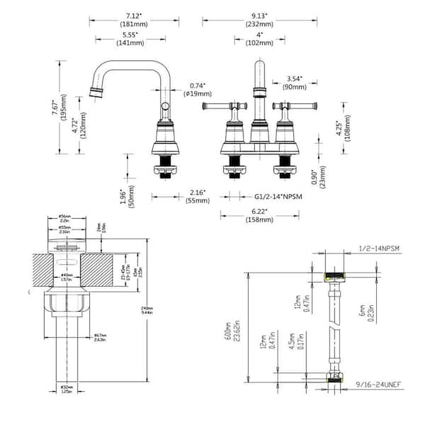 4 in. Centerset Double Handle Mid Arc Bathroom Faucet with Drain Kit Included in Oil Rubbed Bronze