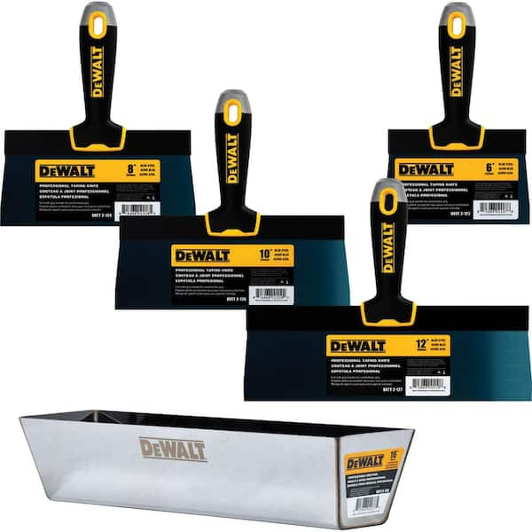 DEWALT Blue Steel Taping Knife and Pan Set with Soft Grip Handles