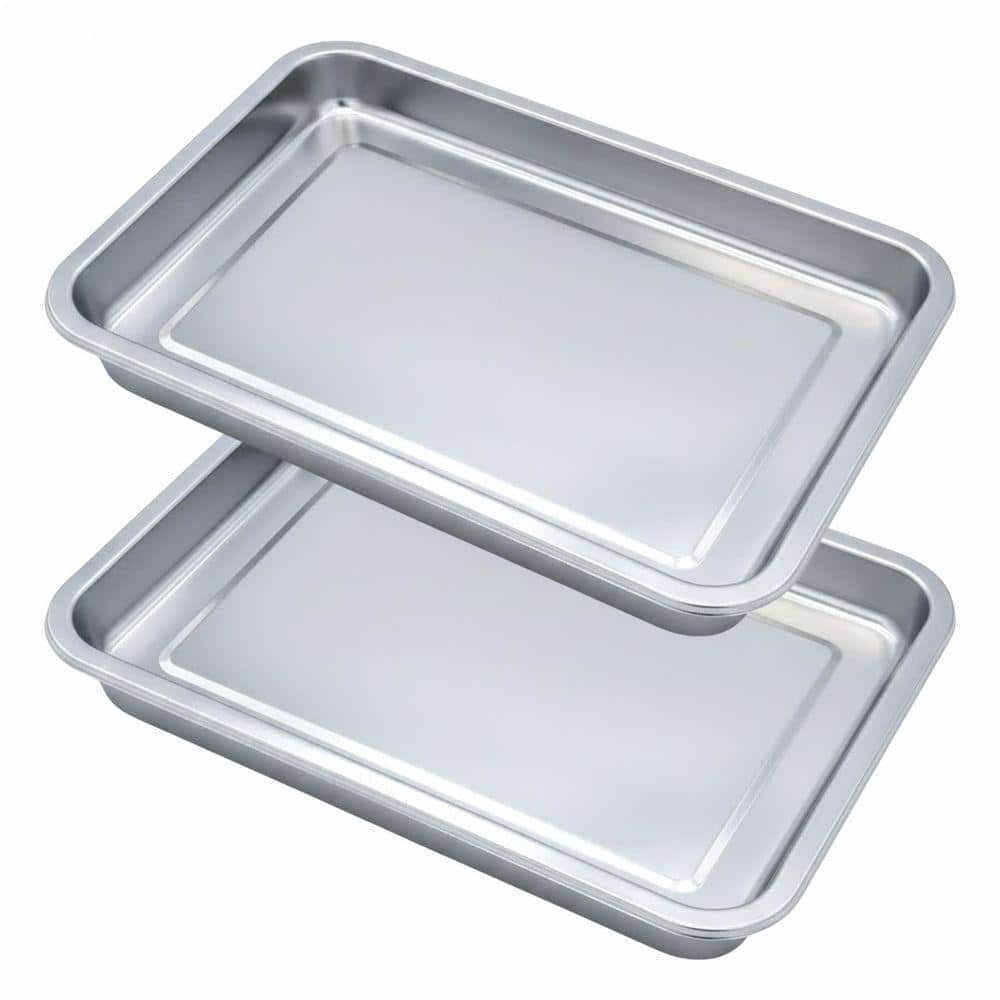 Lynzavix Silver Stainless Steel Kitchen Tray Set with Stackable