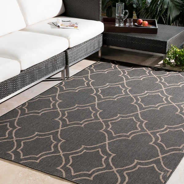 Anderson Black 2 ft. x 8 ft. Indoor/Outdoor Patio Runner Rug