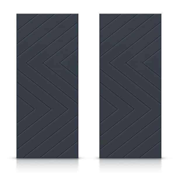 CALHOME 60 in. x 80 in. Hollow Core Charcoal Gray Painted Composite MDF Interior Double Closet Sliding Doors