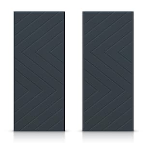 84 in. x 80 in. Hollow Core Charcoal Gray Painted Composite MDF Interior Double Closet Sliding Doors