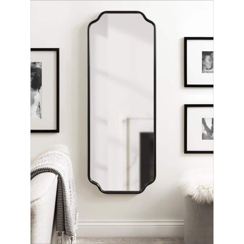 Plumley Black Scalloped Full Length Wall Mirror, 18 x 48
