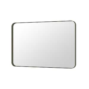 48 in. W x 32 in. H Rectangular Framed Wall Mounted Bathroom Vanity Mirror in Brushed Bronze