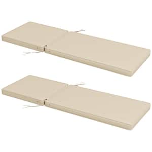 2 Patio Chaise Lounge Chair Cushions with Backrests, Replacement Patio Cushions with Ties, Beige