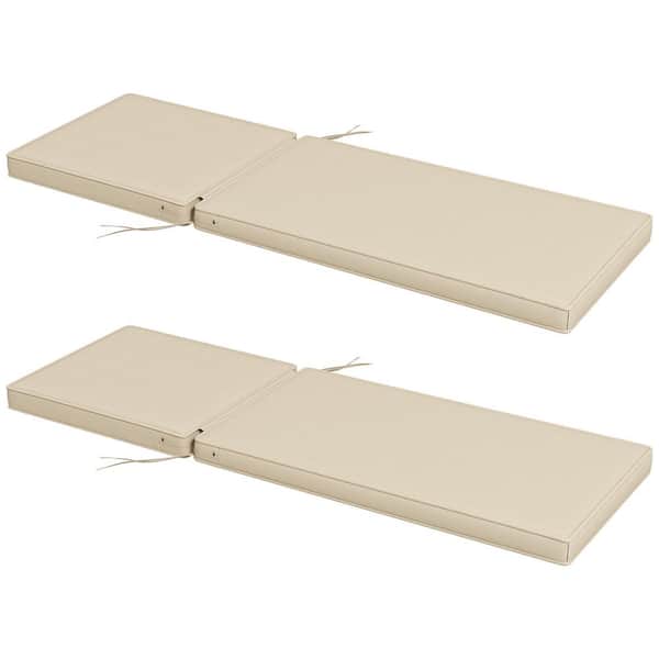 Outsunny 2 Patio Chaise Lounge Chair Cushions with Backrests, Replacement Patio Cushions with Ties, Beige