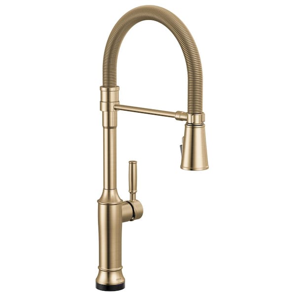 Renaldi Touch2O Spring Spout Gold Champagne Bronze 23.13 in. H Pull Down Sprayer Kitchen Faucet 360° Spout Swivel