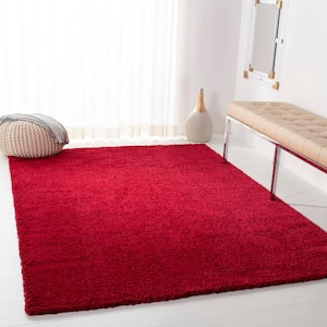 August Shag Red Doormat 3 ft. x 5 ft. Solid Area Rug