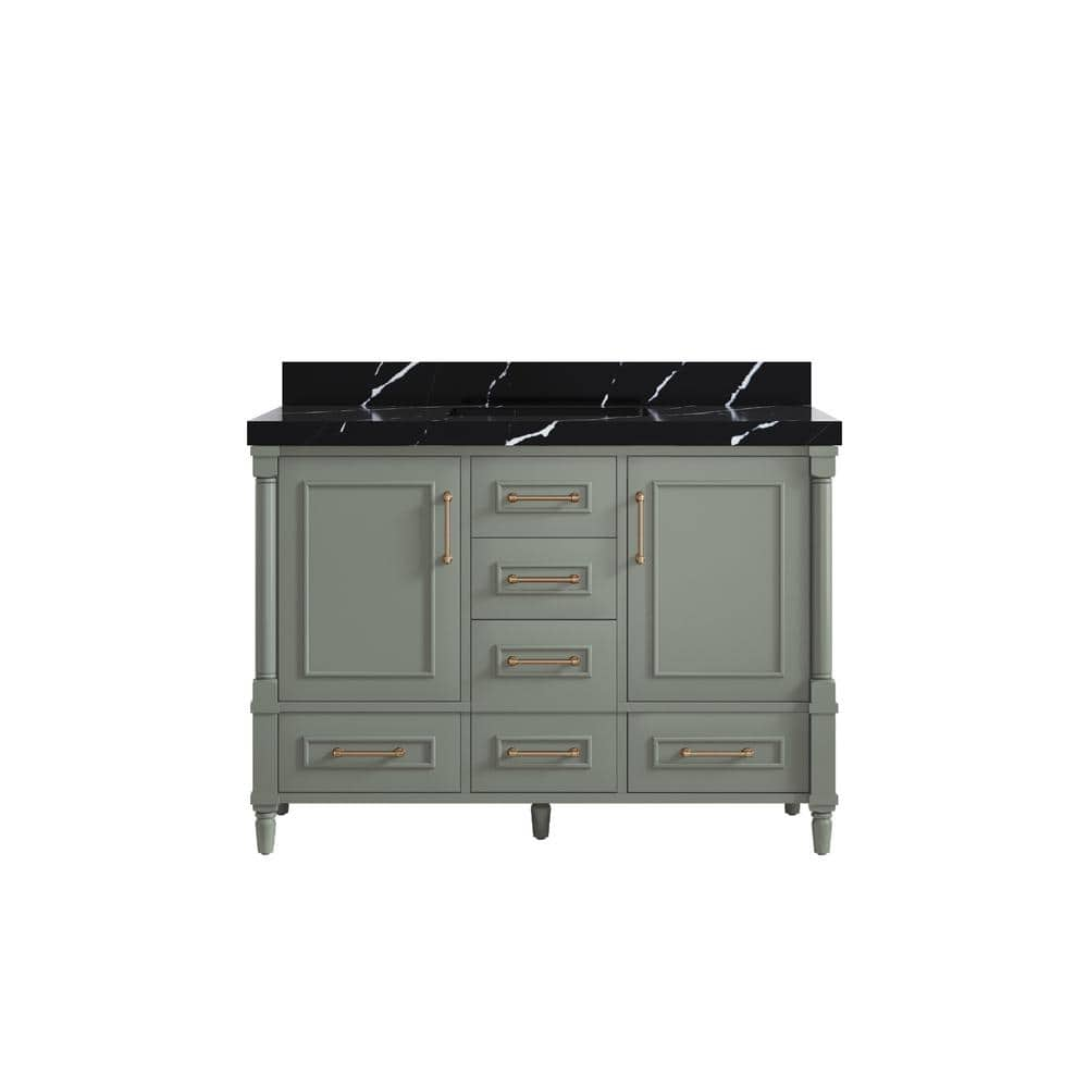 Hudson 48 in. W x 22 in. D x 36 in. H Single Sink Bath Vanity in Evergreen with 2 in. Calcutta Black Qt. Top -  Willow Collections, ABD_EGCAK48S