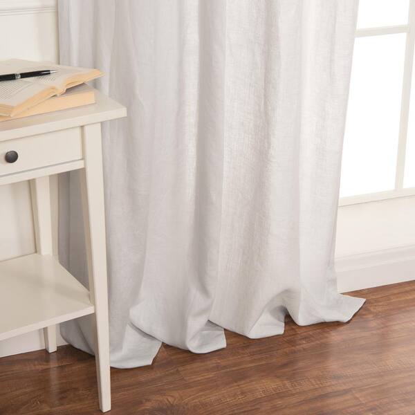 Aurora Home 100% Linen Silver Tab Top Curtain Set - Light Grey - 96