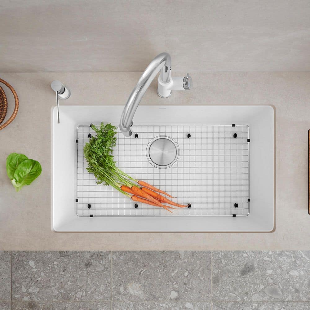 White Stone Single Bowl Undermount Kitchen Sink