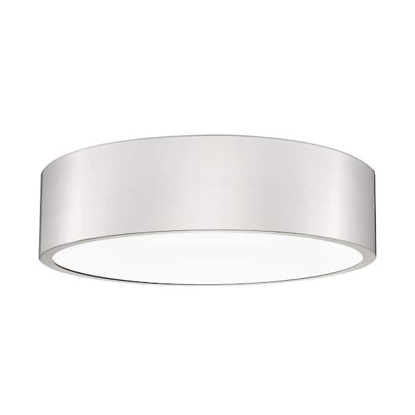 Coronado 16 in. Brushed Nickel Integrated LED 1 Light Flush Mount with Frosted Plastic Shade