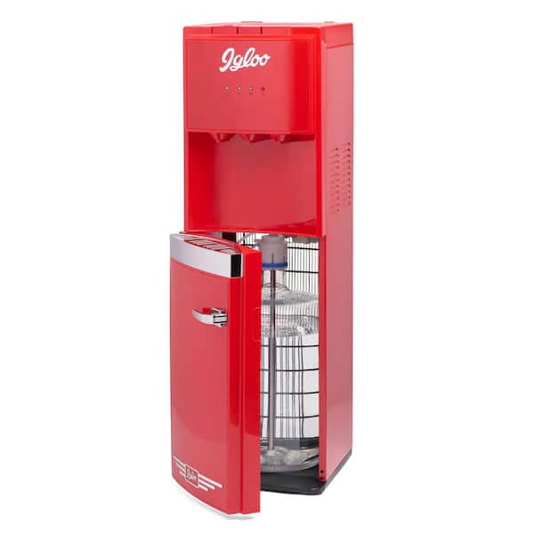 Retro Hot, Cold and Room Temperature Bottom-Load Water Dispenser, Retro Red