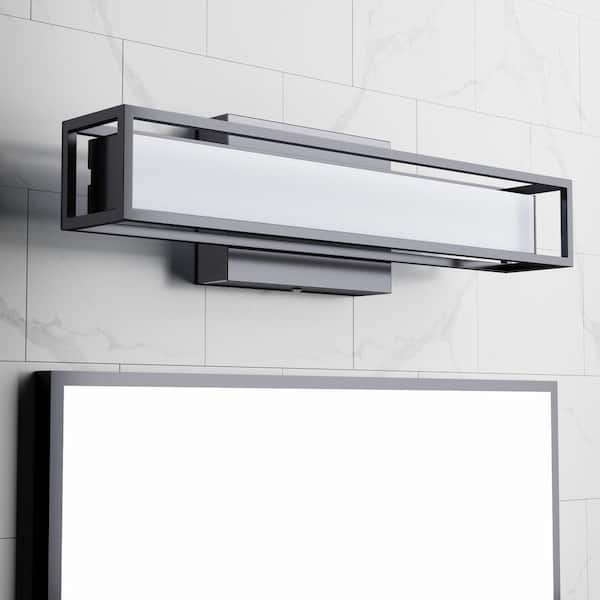 Maxax Washington 15.75 in. 1-Light Modern Matte Black Integrated LED Adjustable 3-CCT Vanity Light Bar