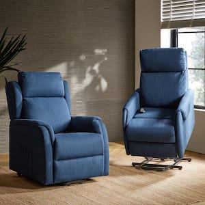 Emilia Indigo Modern Lift Assist Power Recliner with Wired Remote Control Set of 2