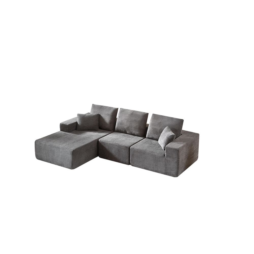 Bestier 110 in. Armless Corduroy L-Shaped Modular No-Assembly