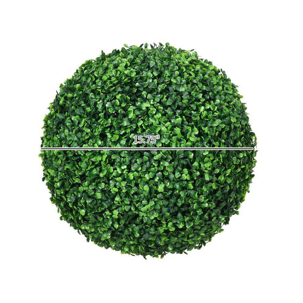 15.75" Green Artificial Boxwood Topiary Balls, Set of 2