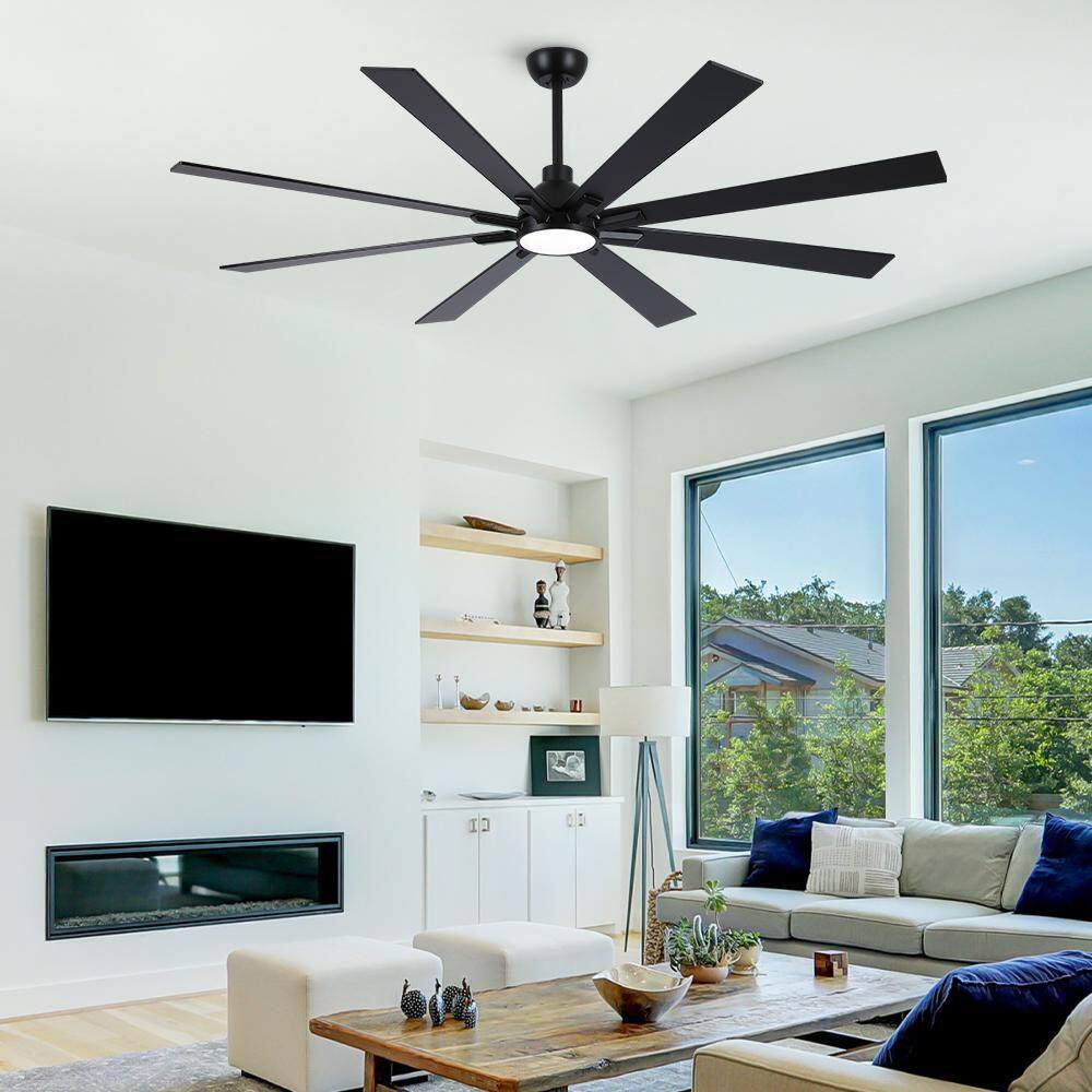 Cryrise 72 in. Indoor Matte Black Standard Ceiling Fan with Integrated LED, 3 Color Temperatures and Remote Control price history on PriceWatchPro