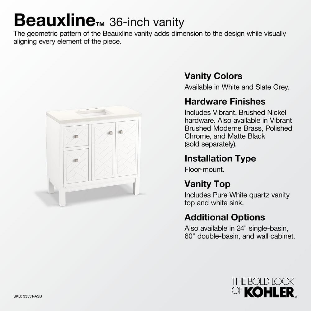 Beauxline Traditional 36-Inch White Quartz Bathroom Vanity Set
