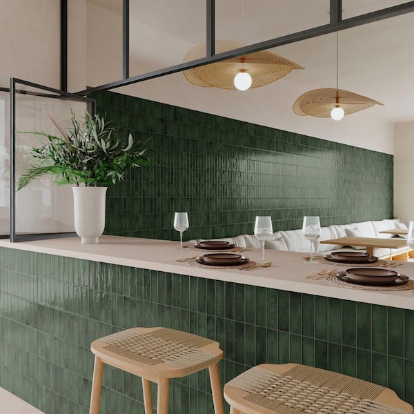 Giorbello Spanish Artis Dark Green 12 in. x 24 in. Glazed