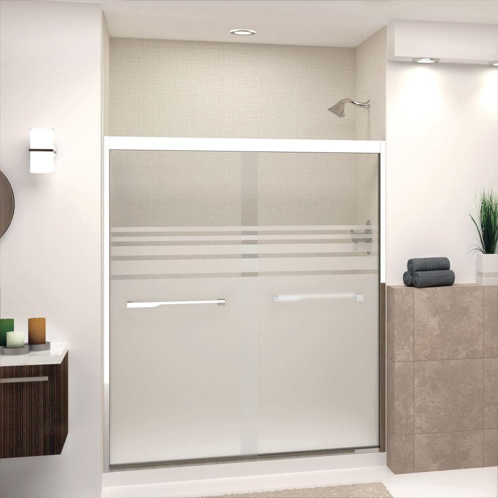 Frederick 70" Chrome Semi-Frameless Shower Door with Frosted Glass