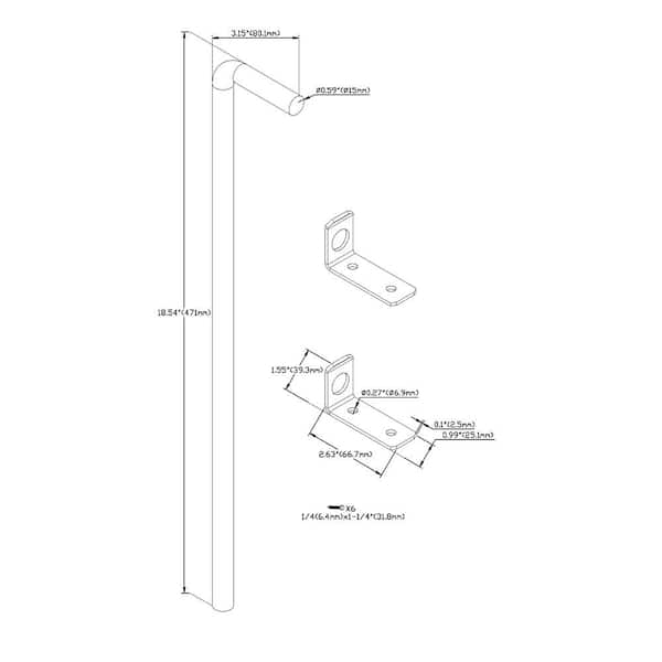 Everbilt - 18 in. Black Cane Bolt