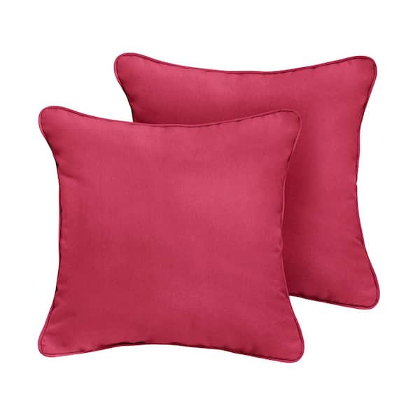 SORRA HOME Sunbrella Canvas Hot Pink Outdoor Corded Throw Pillows (2-Pack)