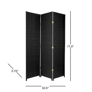 6 ft. Black 3-Panel Room Divider