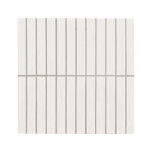 White Matte Stacked 12 in. x 12 in. Porcelain Mesh-Mounted Floor and Wall Mosaic Tile (14.1 sq. ft./Case)