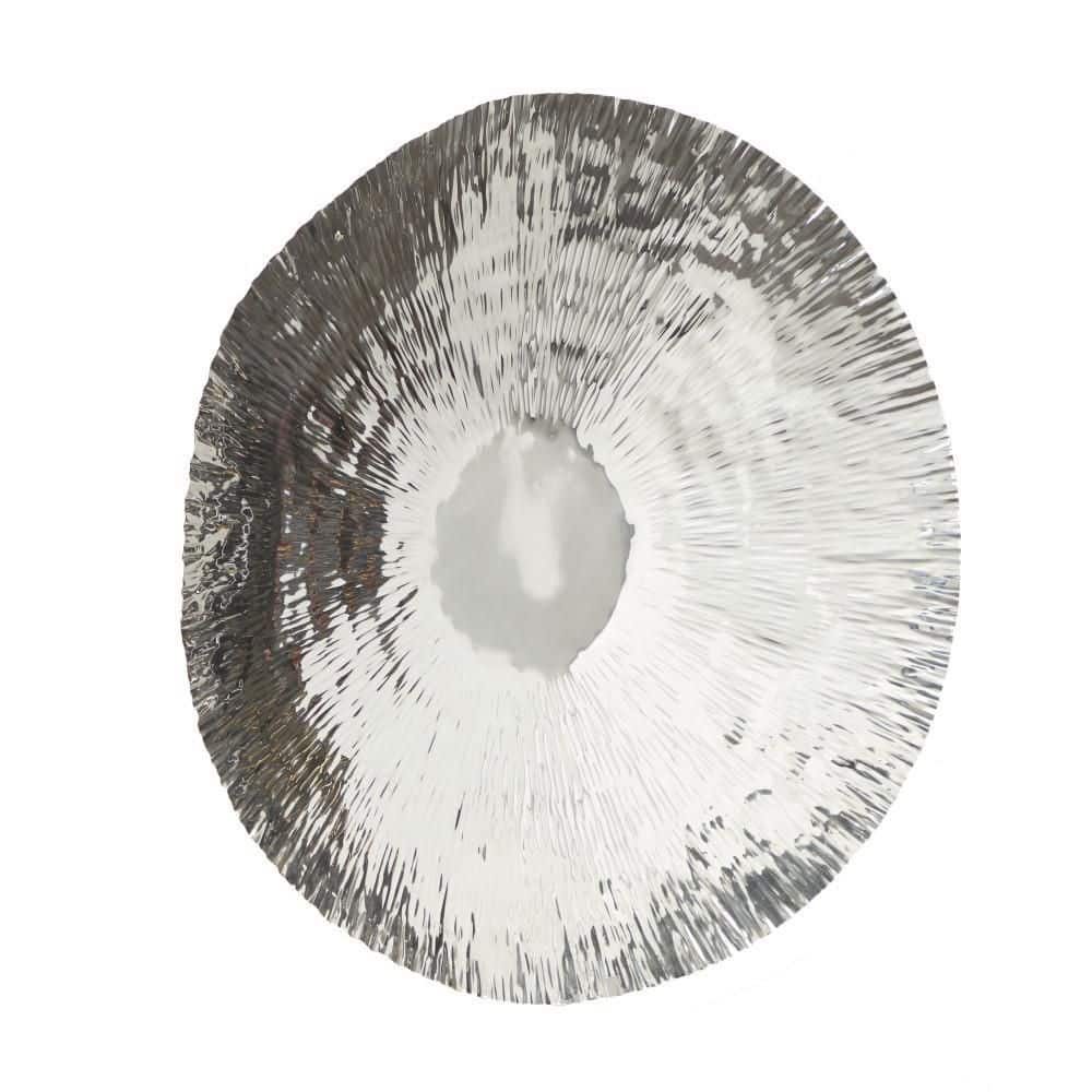 Silver Stainless Steel Circular Wall Sculpture with Hammered Design