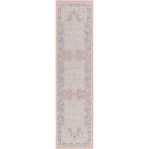 Unique Loom Whitney Milano Powder Pink 2 ft. x 8 ft. Area Rug