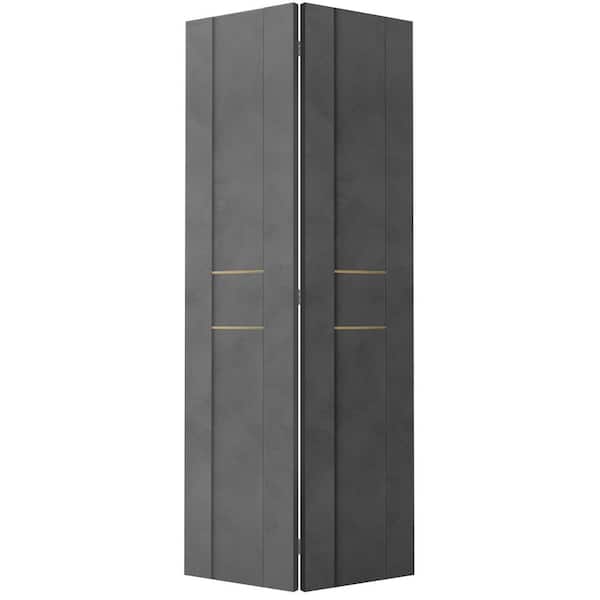 Belldinni Vona 01 2HN Gold 48 in. x 79.375 in. Solid Composite Core Wood Dark Urban Finished Bifold Door with Hardware