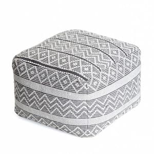 Chouteau Gray 22 in. x 22 in. x 16 in. Gray and Ivory Pouf