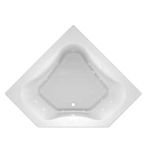 Primo 60 in. x 60 in. Neo Angle Whirlpool Bathtub with Center Drain in White