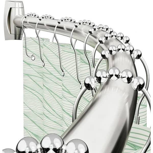 40-72 in. Adjustable Curved Shower Curtain Rod with Rotating Brackets, 0.9MM Aluminum Rod, Need to Drill, Nickel