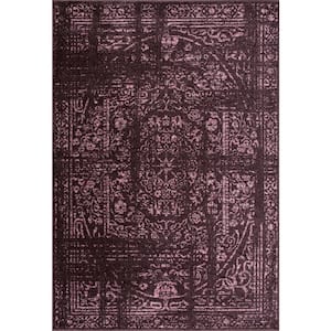 Arlena Distressed Persian Medallion Burgundy Doormat 3 ft. x 5 ft. Area Rug