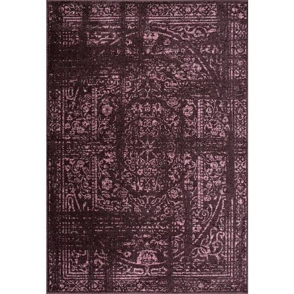 Arlena Distressed Persian Medallion Burgundy 8 ft. x 12 ft. Area Rug