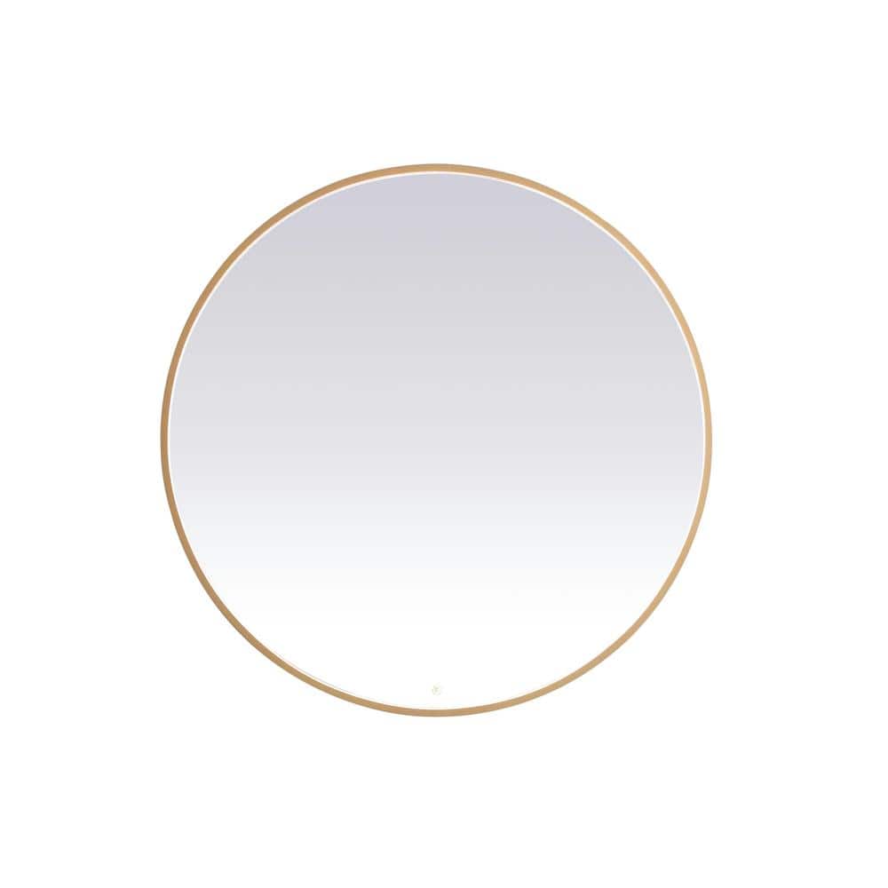 Timeless Home 48 in. W x 48 in. H Aluminum Brass LED Mirror