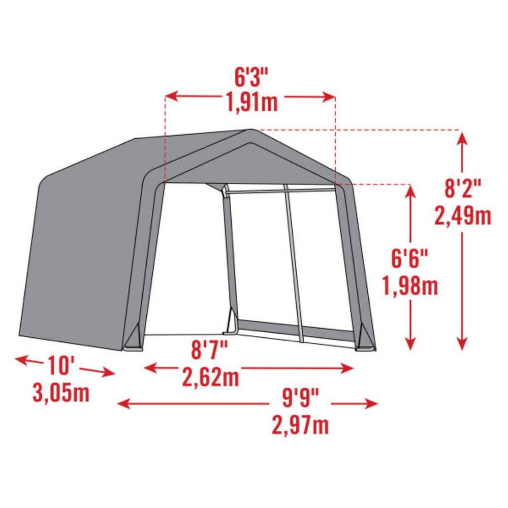 10' x 10' Green Galvanized Steel Storage Shed
