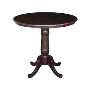 Rich Mocha Solid Wood Counter Height Table