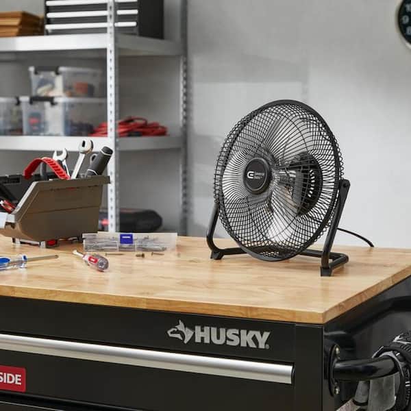 9 in. 3-Speed High Velocity Floor Fan With Wall Mount Bracket