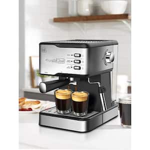 2 Cup 20 Bar Stainless Steel Semi-Automatic Espresso Machine with ESE POD Capsules Filter and Milk Frother Steam Wand