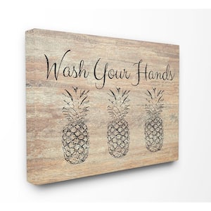 16 in. x 20 in. "Wash Your Hands Pineapple" by Linda Woods Printed Canvas Wall Art