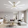 WINGBO 60 in. 8-Blade LED Gold & White Ceiling Fan